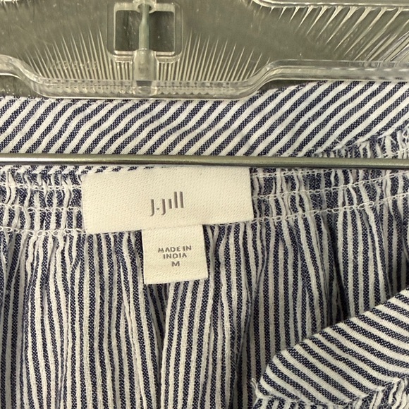 J. Jill Navy split neck with buttons Striped Blouse - Picture 2 of 4
